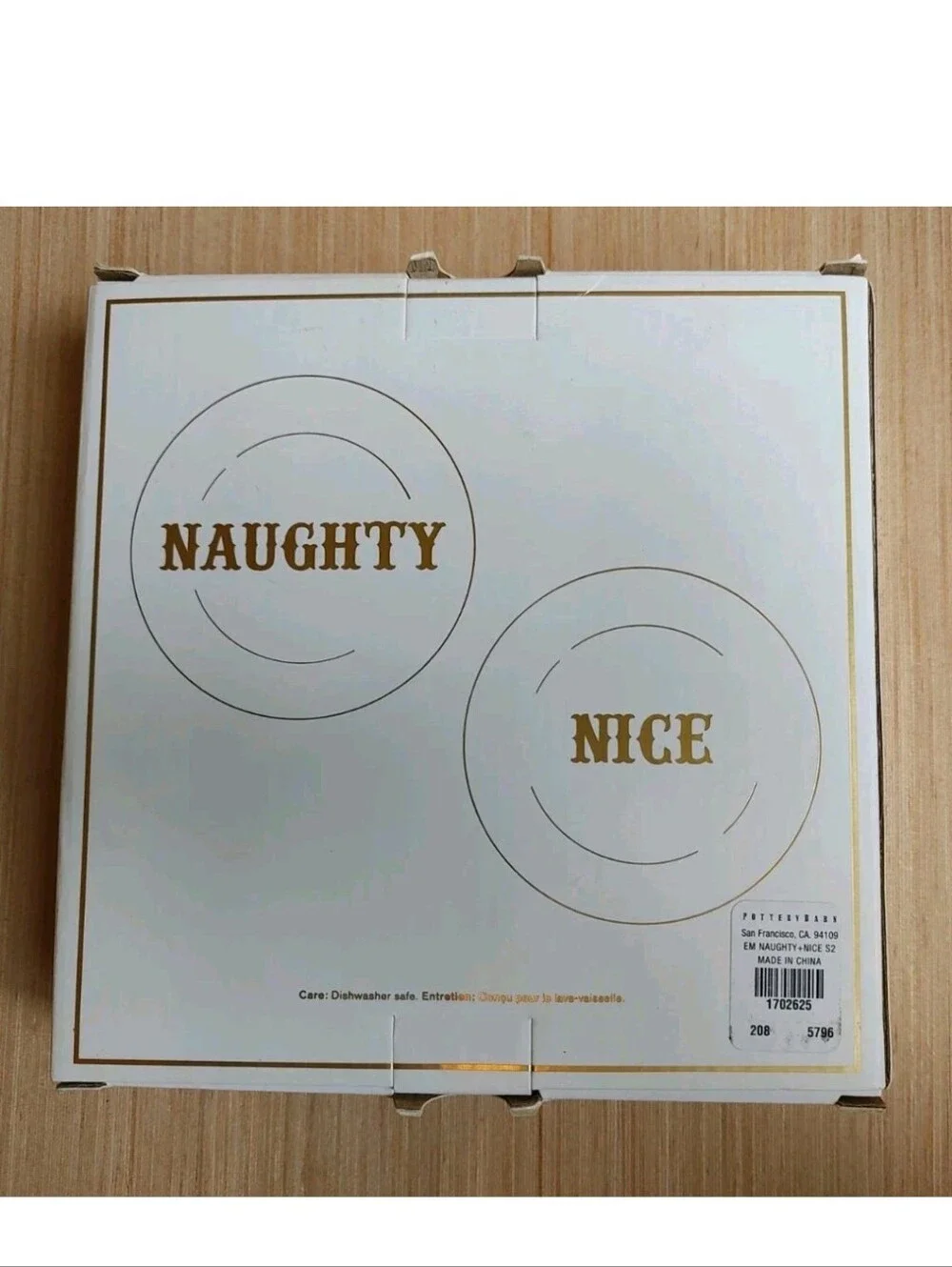 Pottery Barn Naughty & Nice 2 Appetizer Plates The Emily & Meritt White Gold